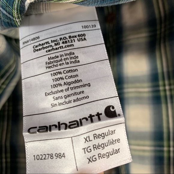 ❌Carhartt . Essential Plaid Long Sleeve Shirt . XL - Picture 7 of 8